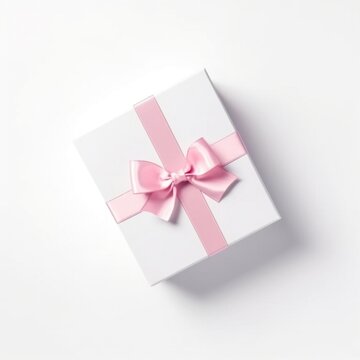 gift box with pink ribbon isolated on white background