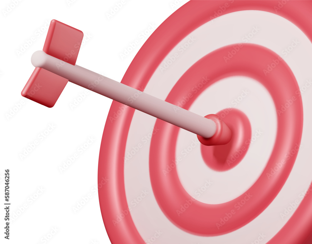Aufkleber 3d target with arrow in center icon isolated on white. render dartboard with arrow. goal setting. sm