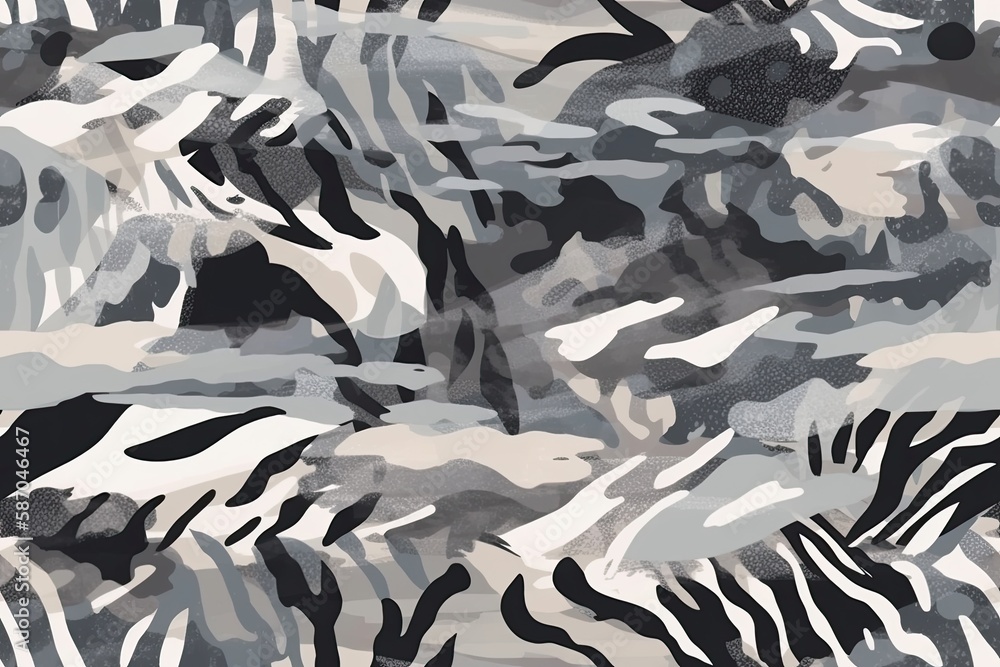 Poster black and white striped pattern resembling that of a zebra on a white background. generative ai