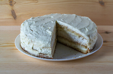 homemade cake on a white plate