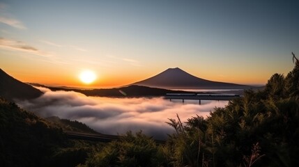 山岳地帯に囲まれた電車