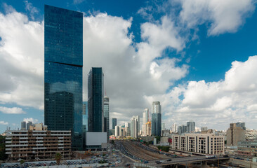 Fototapeta na wymiar Tel Aviv and Ramat Gan modern view. Ayalon, downtown