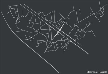 Detailed hand-drawn navigational urban street roads map of the STOKROOIE MUNICIPALITY of the Belgian city of HASSELT, Belgium with vivid road lines and name tag on solid background