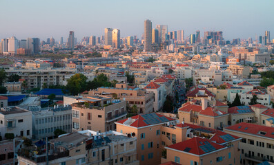 Tel Aviv and Jaffa city panorama, aerial view