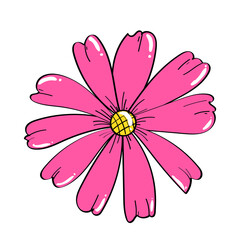 Hand-drawn flowers.Doodle style, sketch, simple botanical line, drawing with plant floral elements