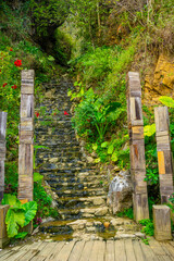 The village Cat Cat in Sapa, Vietnam. Beautiful scenery of Cat Cat village, a highland cultural village in Sapa.