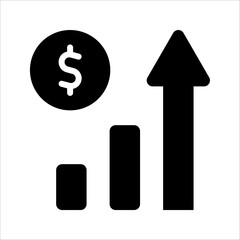 increase money growth icon, progress marketing, Increasing revenue icon vector, increase benefit icon. vector illustration on white background