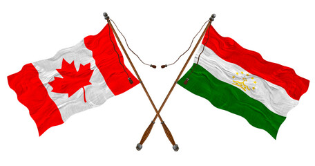 National flag  of Tajikistan and Canada. Background for designers