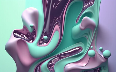 Lilac and mint fluid background, Generative AI
