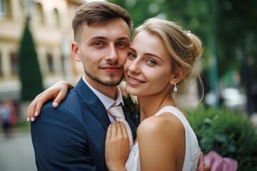 Obraz premium portrait of happily married couple, Generative AI