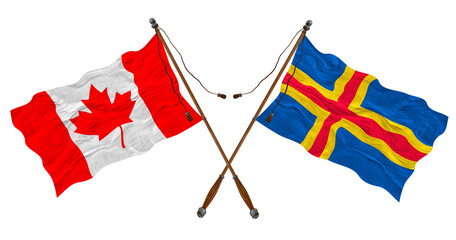 National Flag of Åland Islands and Canada. Background for designers