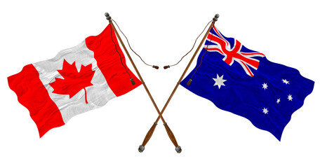 National flag of Australia and Canada. Background for designers