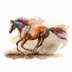 Fototapeta na wymiar watercolor Horse painting, generative ai