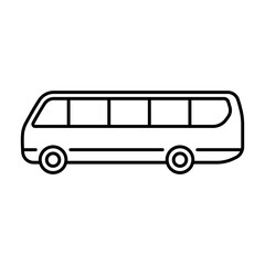 Bus icon. Black contour linear silhouette. Side view. Editable strokes. Vector simple flat graphic illustration. Isolated object on a white background. Isolate.