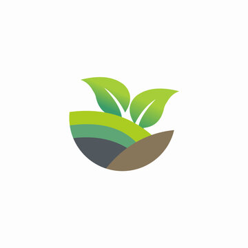 plant seed logo design in half circle.  with fresh green shoots suitable for agricultural business or agricultural products
