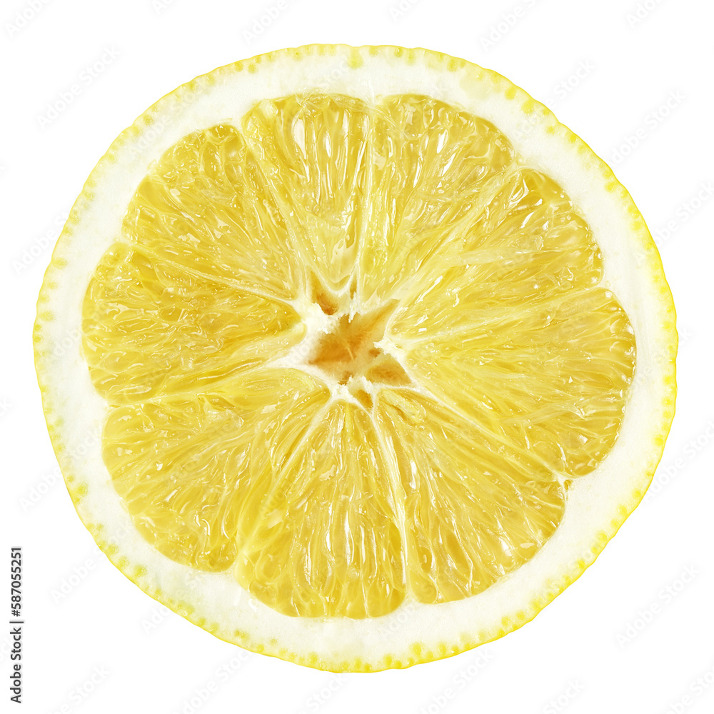 Wall mural Slice of lemon fruit isolated on transparent background