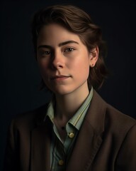Young Person with Brown Hair Photorealistic Portrait Illustration [Generative AI]