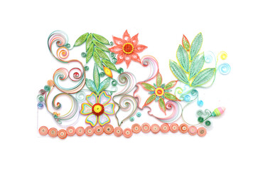 Obraz na płótnie Canvas Quilling paper flowers garden decoration