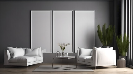 Canvas mockup modern living room generative art