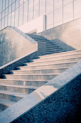 Modern stairs, steps, high tech building. Exterior