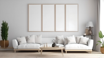 Obraz na płótnie Canvas Canvas mockup modern living room generative art