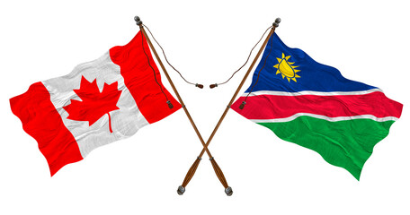 National flag of Namibia and Canada. Background for designers