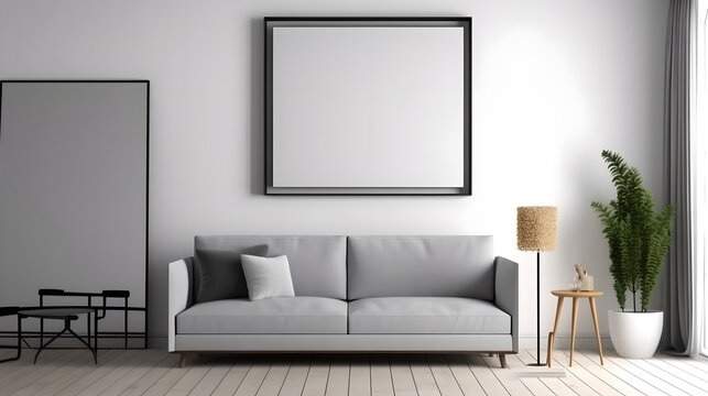 Canvas mockup modern living room generative art