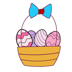 Happy Easter element set of funny rabbit animals, eggs and floral decoration in cute cartoon style. Flat hand drawn icon