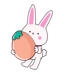 Happy Easter element set of funny rabbit animals, eggs and floral decoration in cute cartoon style. Flat hand drawn icon
