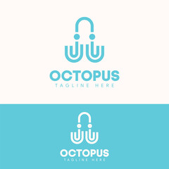 elegant simple octopus squid logo template