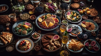 Elaborate Iftar Spread, Multicultural Dishes, Ramadan Feast, Generative Ai, Generative, Ki