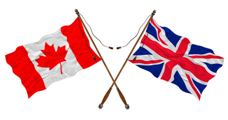 National flag of United Kingdom and Canada. Background for designers