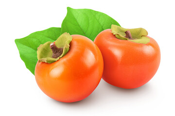 Persimmon fruit isolated on white background with full depth of field