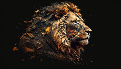 Lion animal abstract wallpaper. Contrast background panthera in vivid colors generative ai
