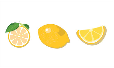 Lemon, Half Cut Lemon, Lemon Slice Isolated Logo Vectors Icons On White Background