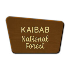 Kaibab National Forest wood sign illustration on transparent background