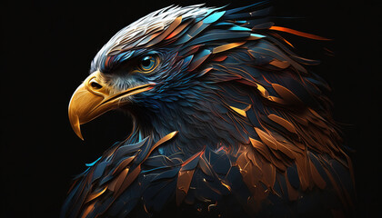 Eagle abstract wallpaper. Contrast background falcon in vivid colors generative ai