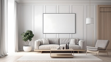 Canvas mockup modern living room generative art