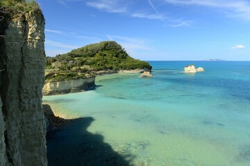 Obraz premium Corfu island, Greece- Beautiful Sidari bay and beaches on the Northerly coast in Spring.