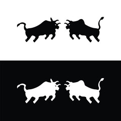 Black and white bull animal logo design