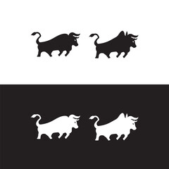 Running bull animal vector logo template design