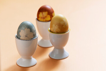 Simple Easter still life, eggs dyed with natural dyes.