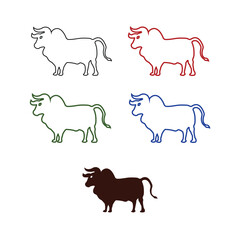 Set bull animal vector logo template design