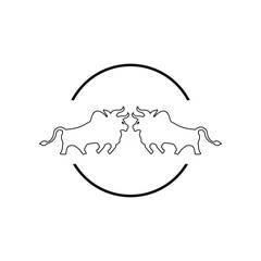 Circle bull animal vector logo template illustration