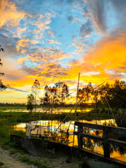 sunset over the river
