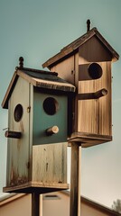 Wooden Vertical Bird House Generative AI