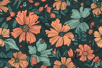 Afwasbaar fotobehang Spring flowers abstract seamless background pattern. Generative ai © ink drop