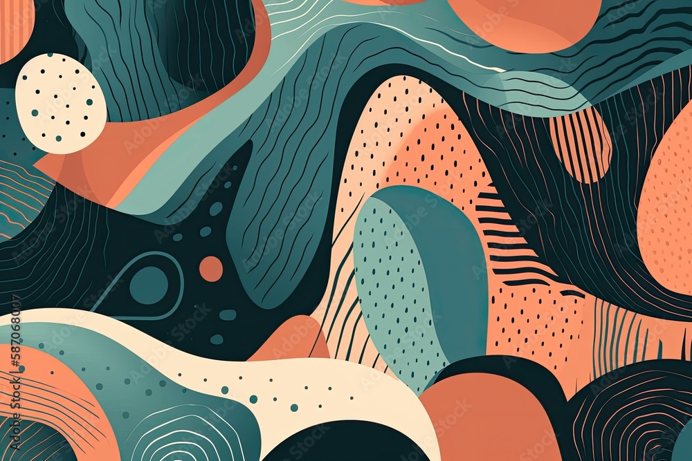 Poster abstract painting with a variety of shapes and sizes. generative ai