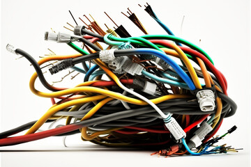 Coiled electrical wires. Generative AI.