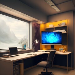 Computer workstation in an Office, Generative AI